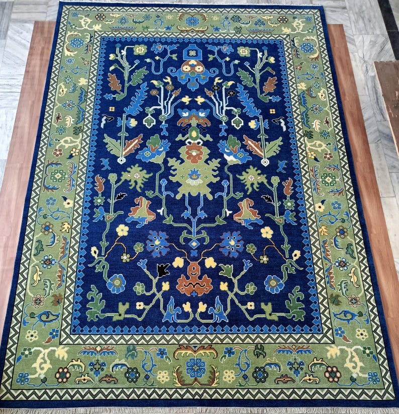ARABELLE Oushak Rug - Traditional Persian Floral Design Hand-Knotted Turkish Rug