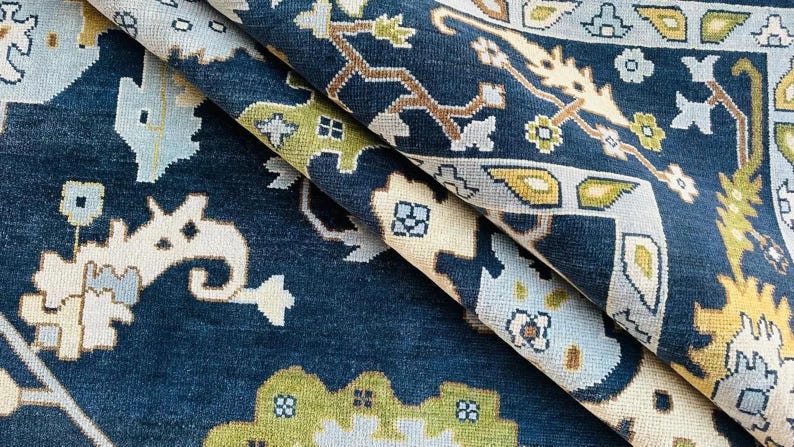 The Burchard Blue Hand-Knotted Oushak Area Rug