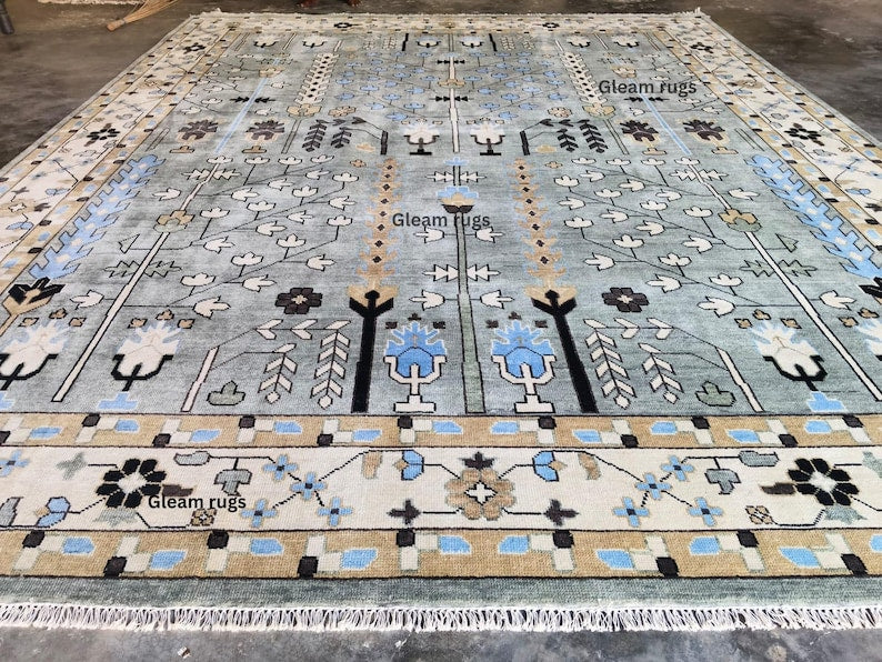 CLAYBOURNE Hand-Knotted Oushak Wool Area Rug