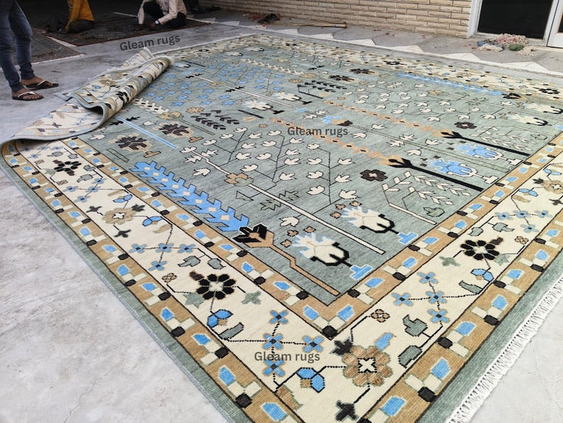 CLAYBOURNE Hand-Knotted Oushak Wool Area Rug