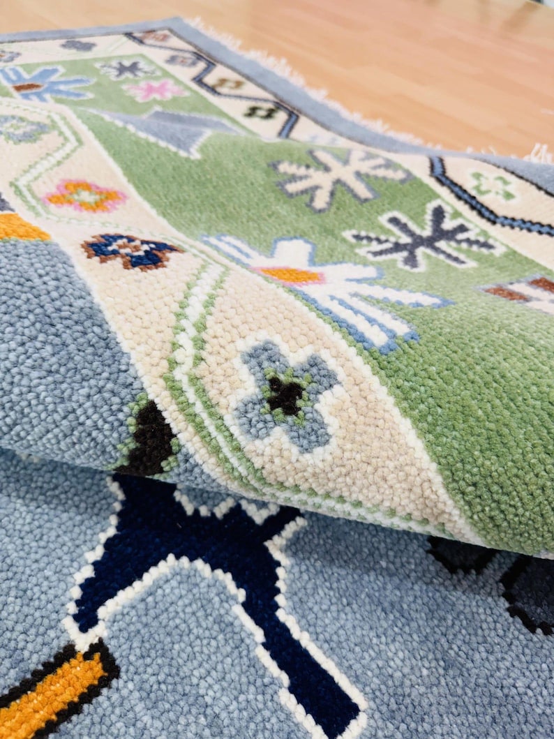 INDIGO VALE Hand Knotted Abstract Oushak Rug