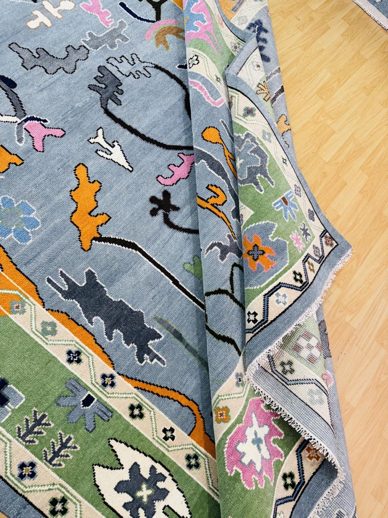INDIGO VALE Hand Knotted Abstract Oushak Rug