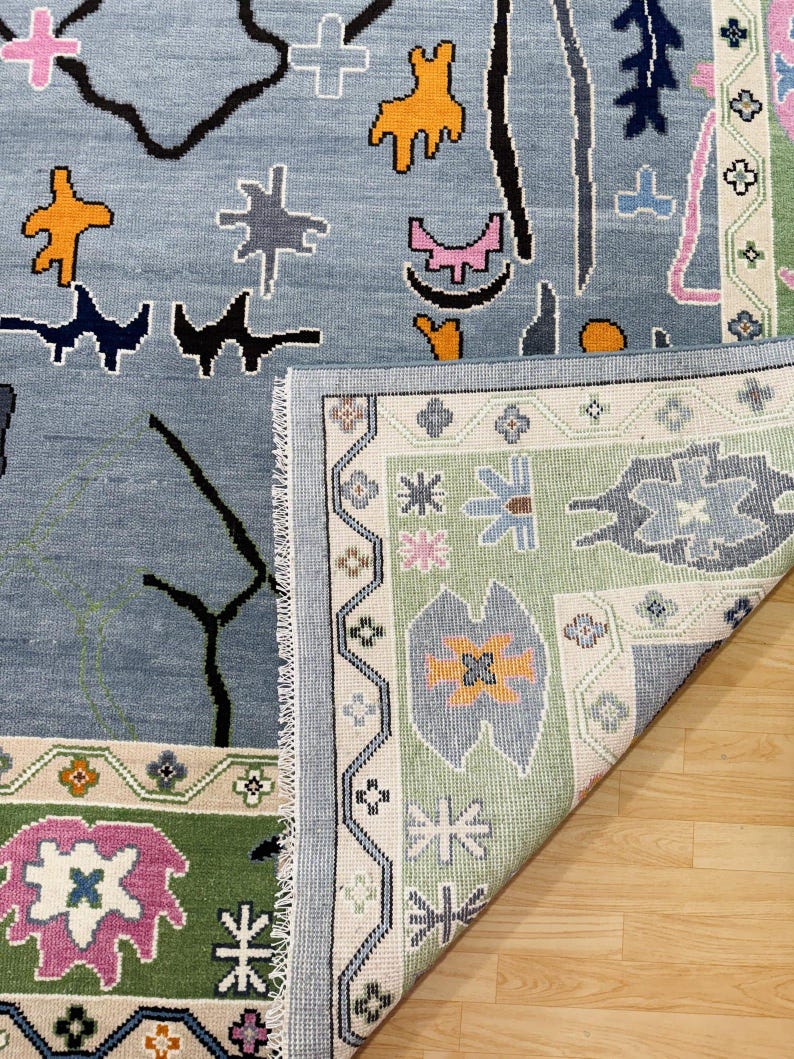 INDIGO VALE Hand Knotted Abstract Oushak Rug