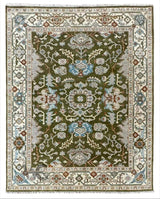 The SORAYA Hand Knotted Rug - Moss Green Turkish Oushak Wool Area Rug