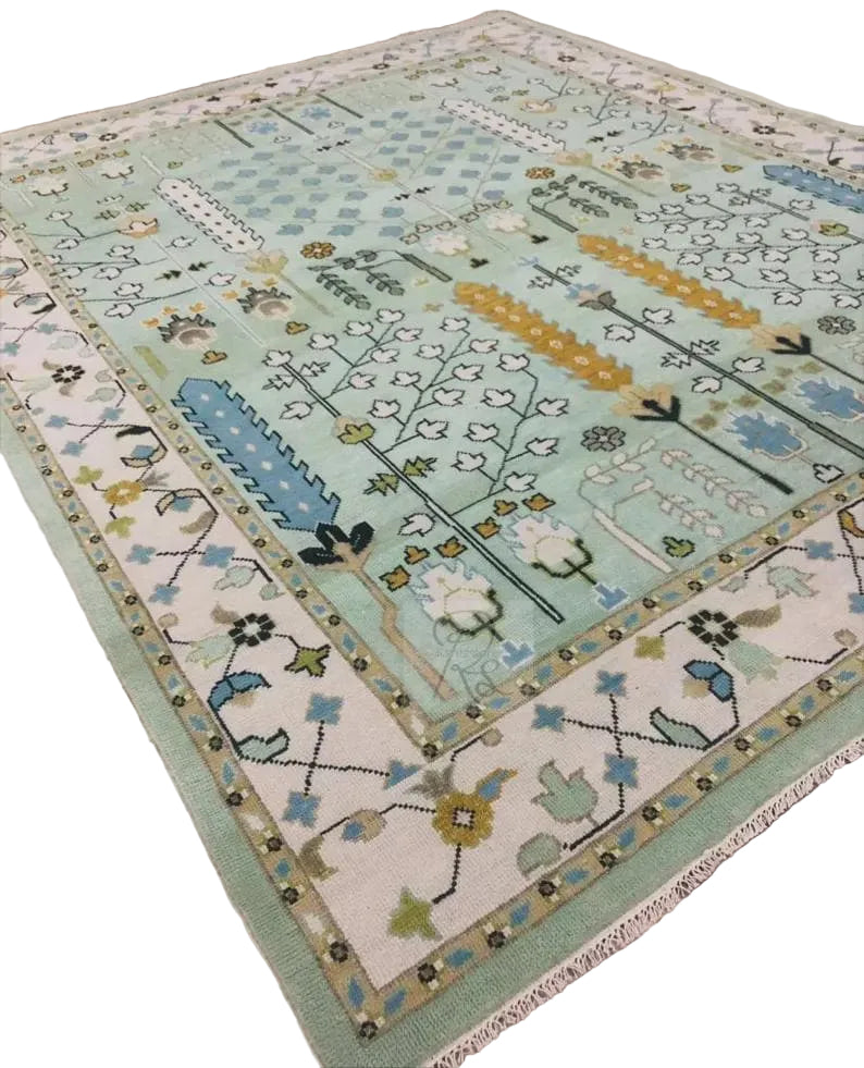 Decorative rug with floral patterns on a light background