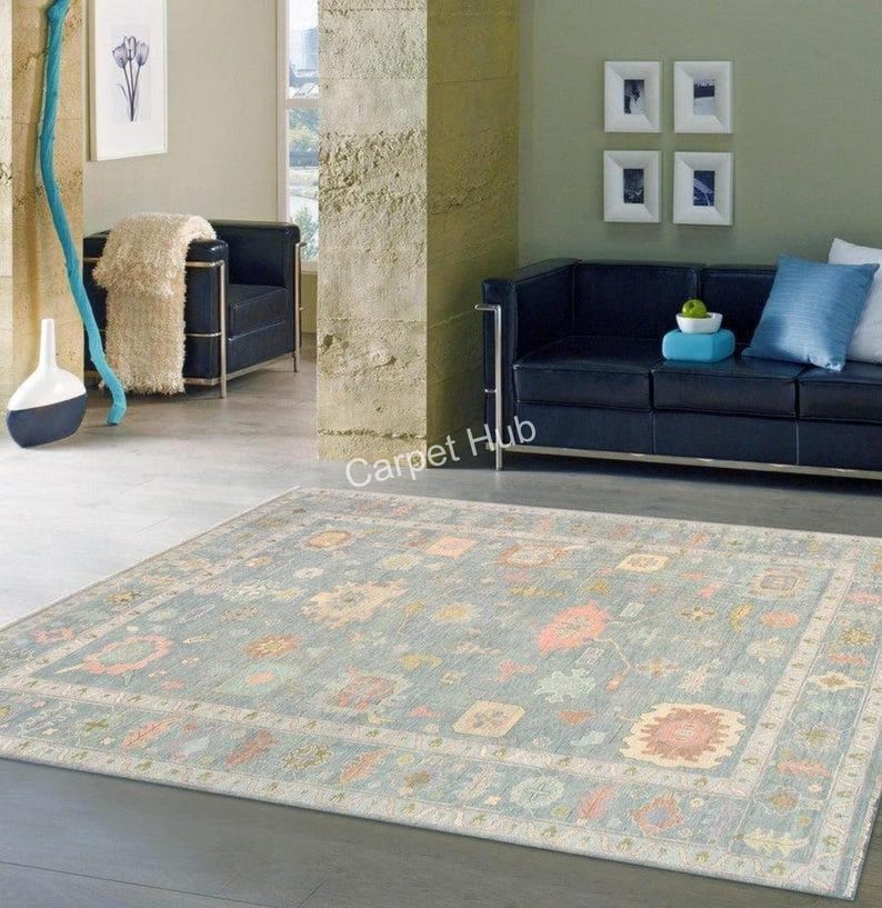 The Orvella Hand Knotted Oushak Wool Area Rug