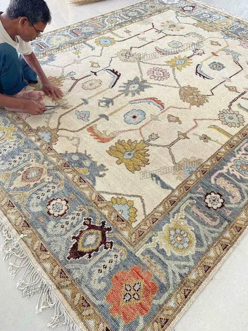 Elden Grove Hand Knotted Oushak Wool Rug