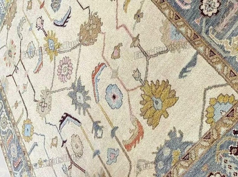 Elden Grove Hand Knotted Oushak Wool Rug