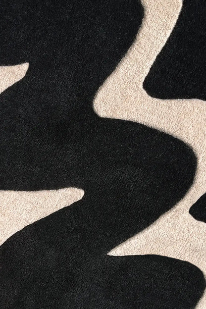Black And White Round Hand Tufted Rug-Bisha-Rugs