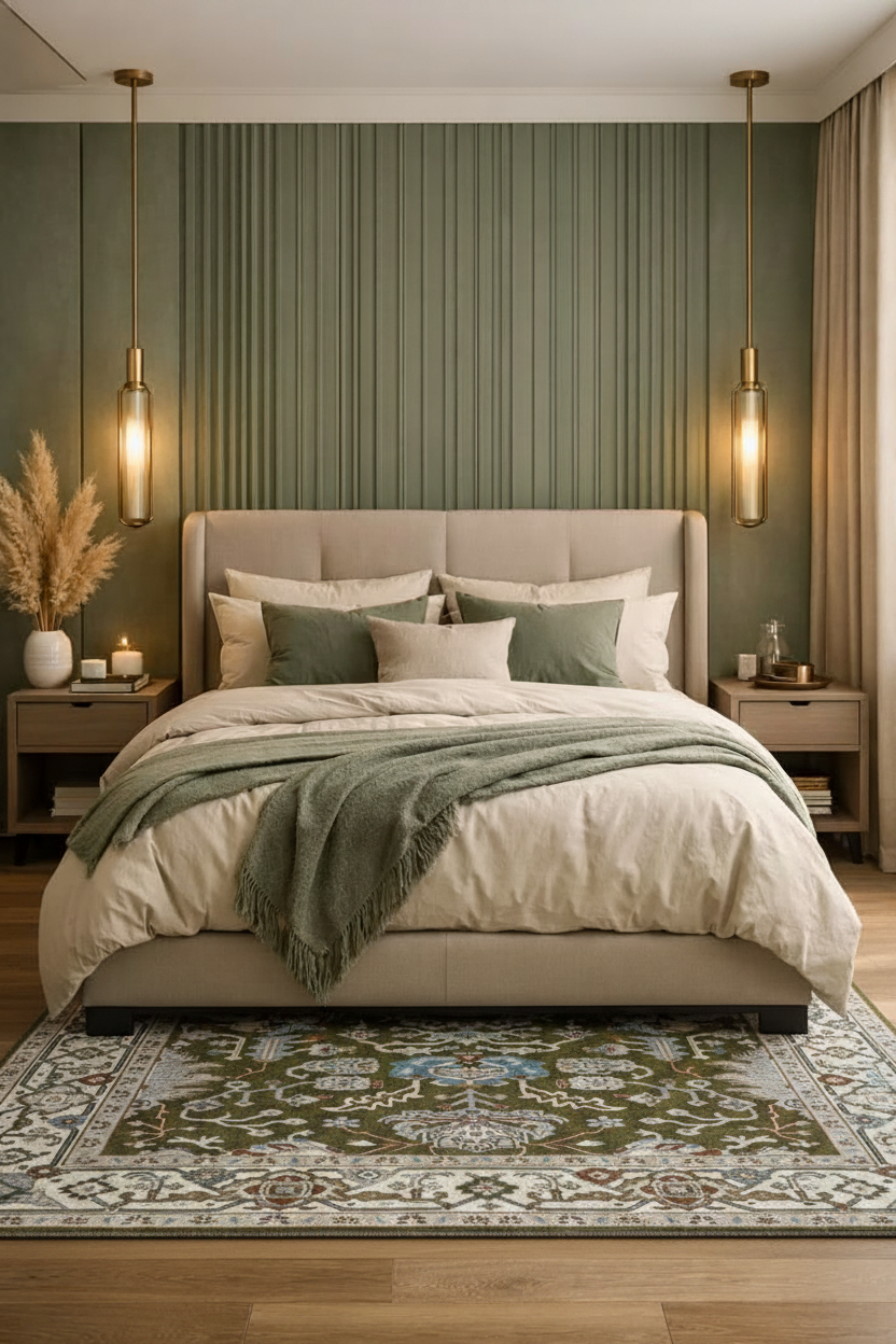 The SORAYA Hand Knotted Rug - Moss Green Turkish Oushak Wool Area Rug
