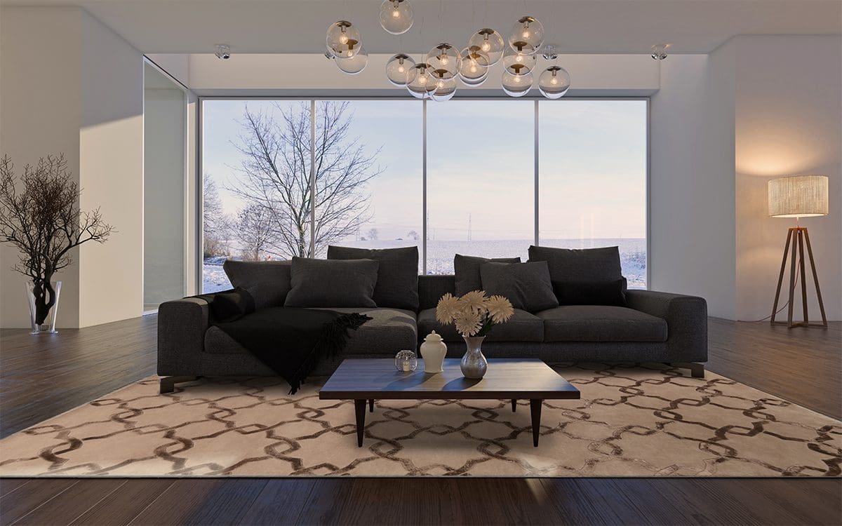 Brown Color Geometrical Design Rugs -Bisha Rugs