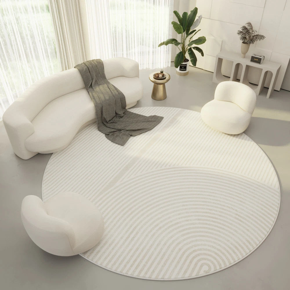 Off White Color Round Area Rug