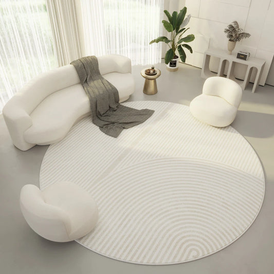 Off White Color Round Area Rug