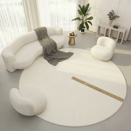 Cream and Light Brown Color Hand-Tufted Round Area  Rug-bisha-rugs