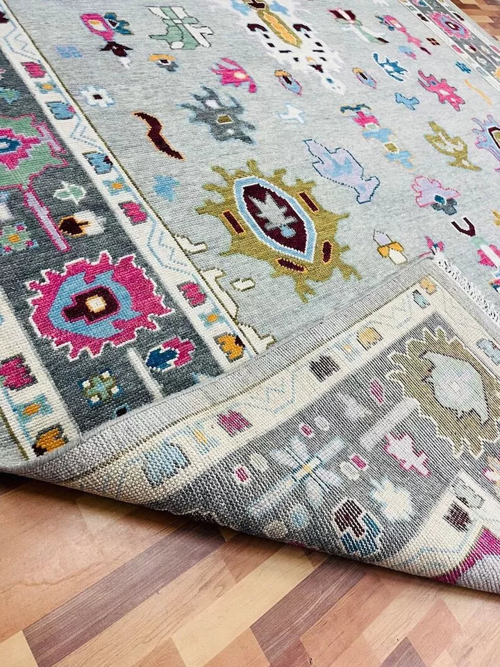ASHFORD MEADOW Hand Knotted Modern Oushak Wool Rug For Living Room