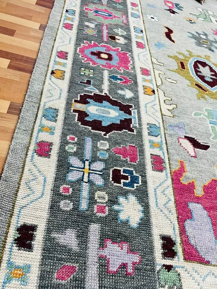 ASHFORD MEADOW Hand Knotted Modern Oushak Wool Rug For Living Room
