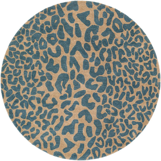 Blue and Peach Color Hand Tufted Round Rug-Bisha-Rugs