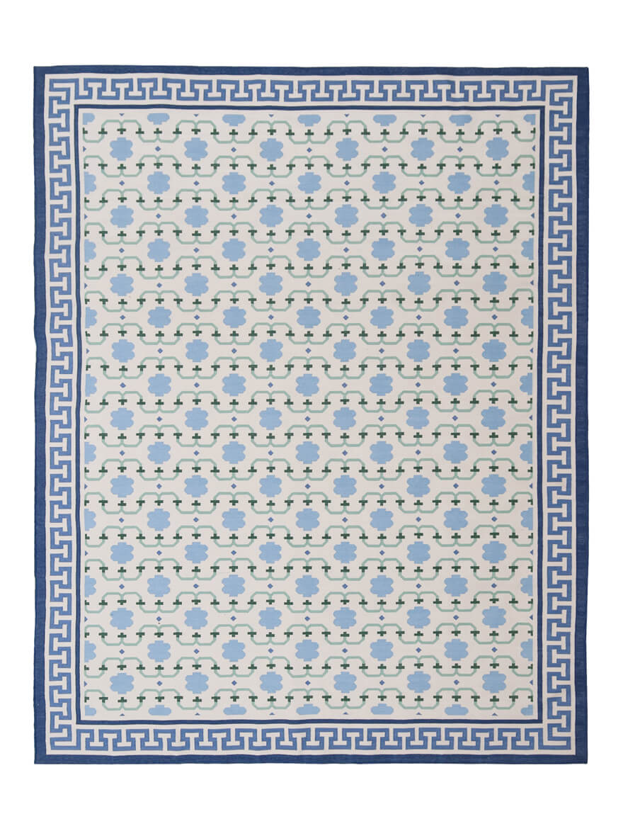 JP0053 ROYAL RAJPUT – SKY BLUE & LEAFY GREENS RUGS