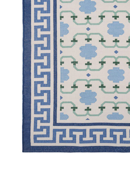 JP0053 ROYAL RAJPUT – SKY BLUE & LEAFY GREENS RUGS