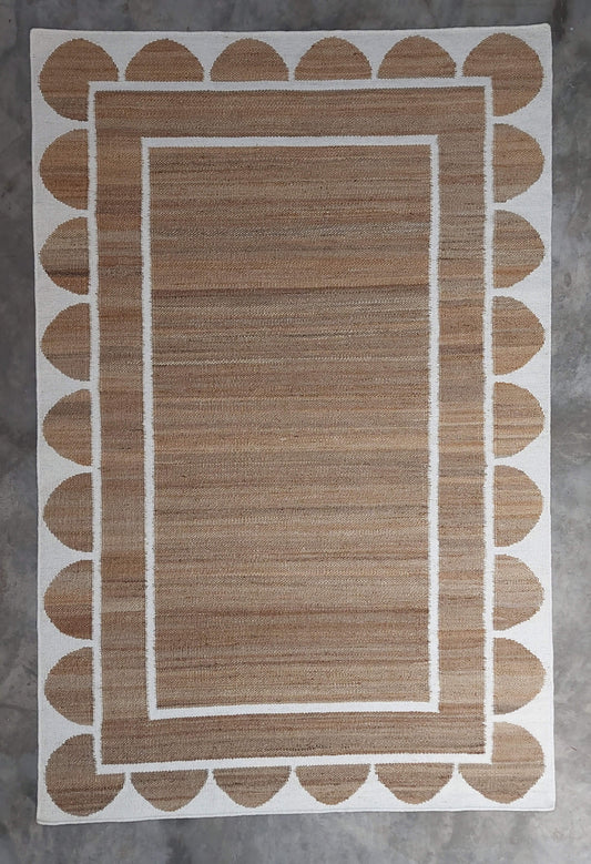 JP0012 BOXED SCALLOP – NATURAL JUTE & WINTER WHITE RUGS