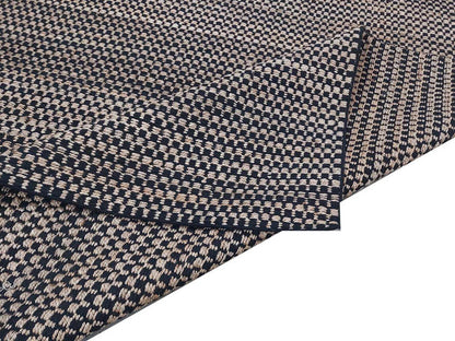 JP0028 CHEQUERS – NATURAL JUTE & BLACK RUGS