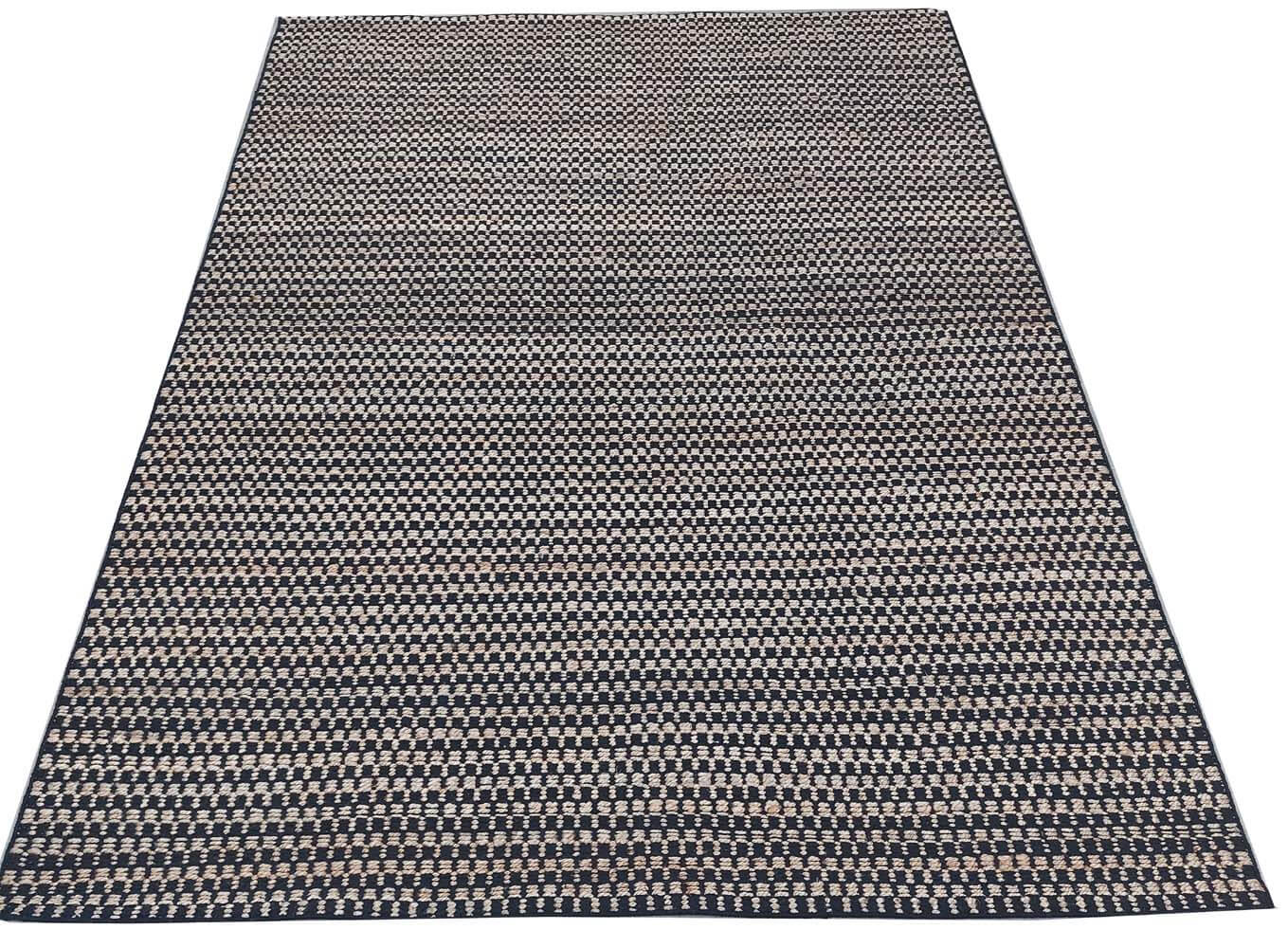 JP0028 CHEQUERS – NATURAL JUTE & BLACK RUGS