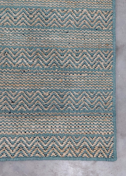 JP0017 CHEVRON LINES – NATURAL JUTE & SEA GREEN RUGS