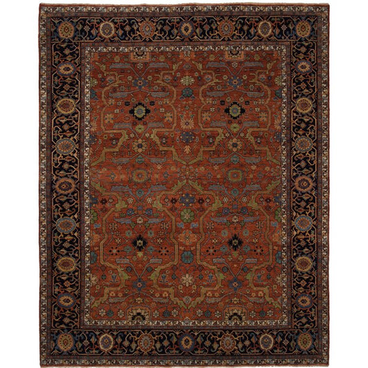 Black and Brown Persian Design  Wool Area Rug