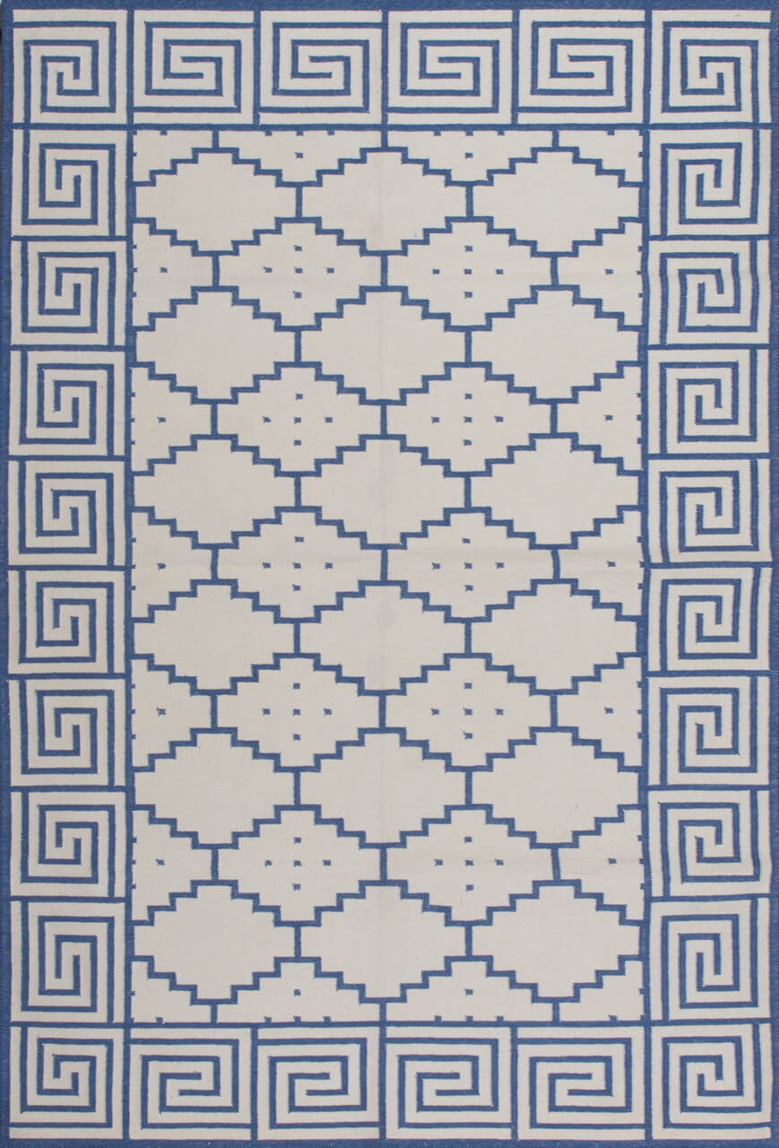 JP0063 DOTTED SHALIMAR – OCEAN BLUE & OFF WHITE RUGS