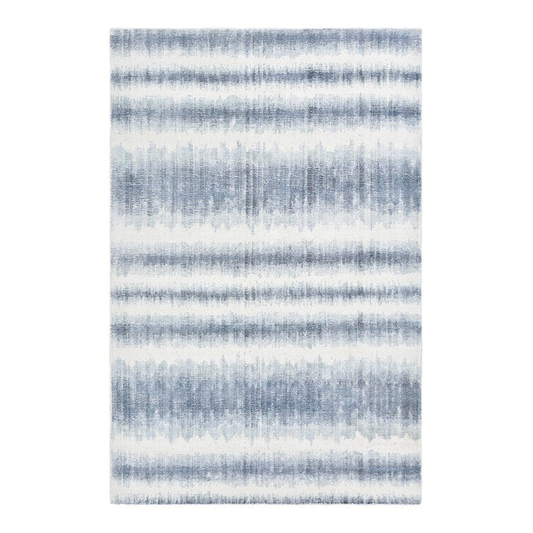 White and Light Blue Color  Wool Area Rug
