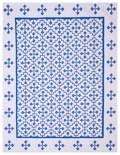 JP0050 FLEUR – LONDON BLUE & OFF WHITE RUGS