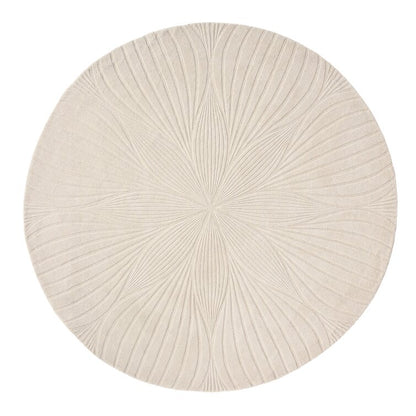 White Color Round Hand Tufted  Wool Area Rug