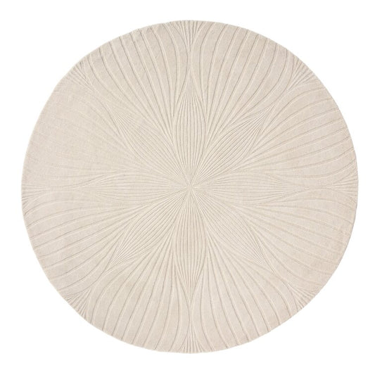 White Color Round Hand Tufted  Wool Area Rug