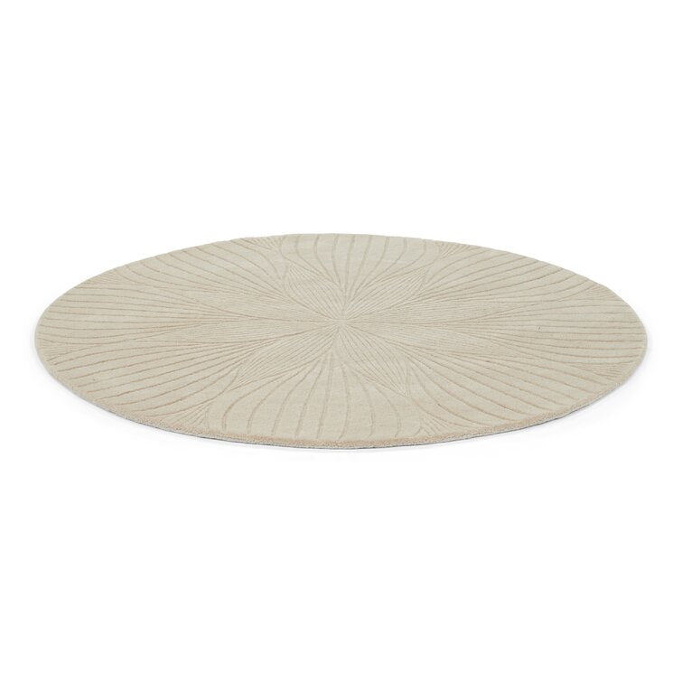 White Color Round Hand Tufted  Wool Area Rug