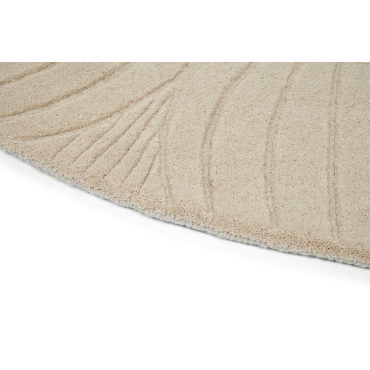 White Color Round Hand Tufted  Wool Area Rug