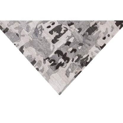 Abstract Grey Hand-Tufted Wool Area Rug