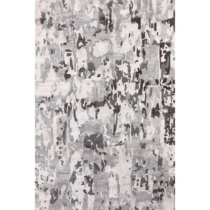 Abstract Grey Hand-Tufted Wool Area Rug