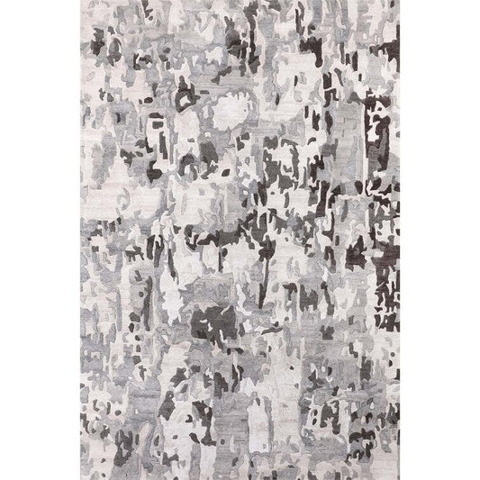 Abstract Grey Hand-Tufted Wool Area Rug