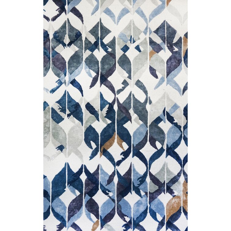 Multicolor Geomatrical Design  Wool Area Rug