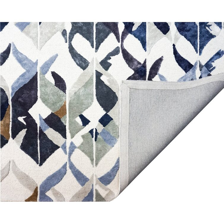 Multicolor Geomatrical Design  Wool Area Rug