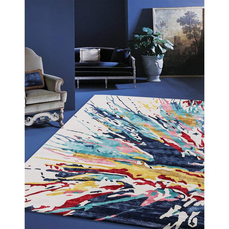 Multicolor Wool Area Rug for Living Room and Bedroom - Made in Wool and Silk