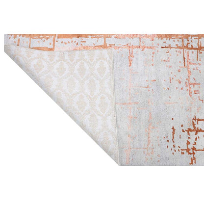 White and Brown Abstract Design Wool Area Rug