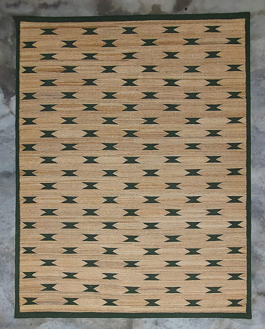 JP001 NATURAL JUTE & HUNTER GREEN RUGS