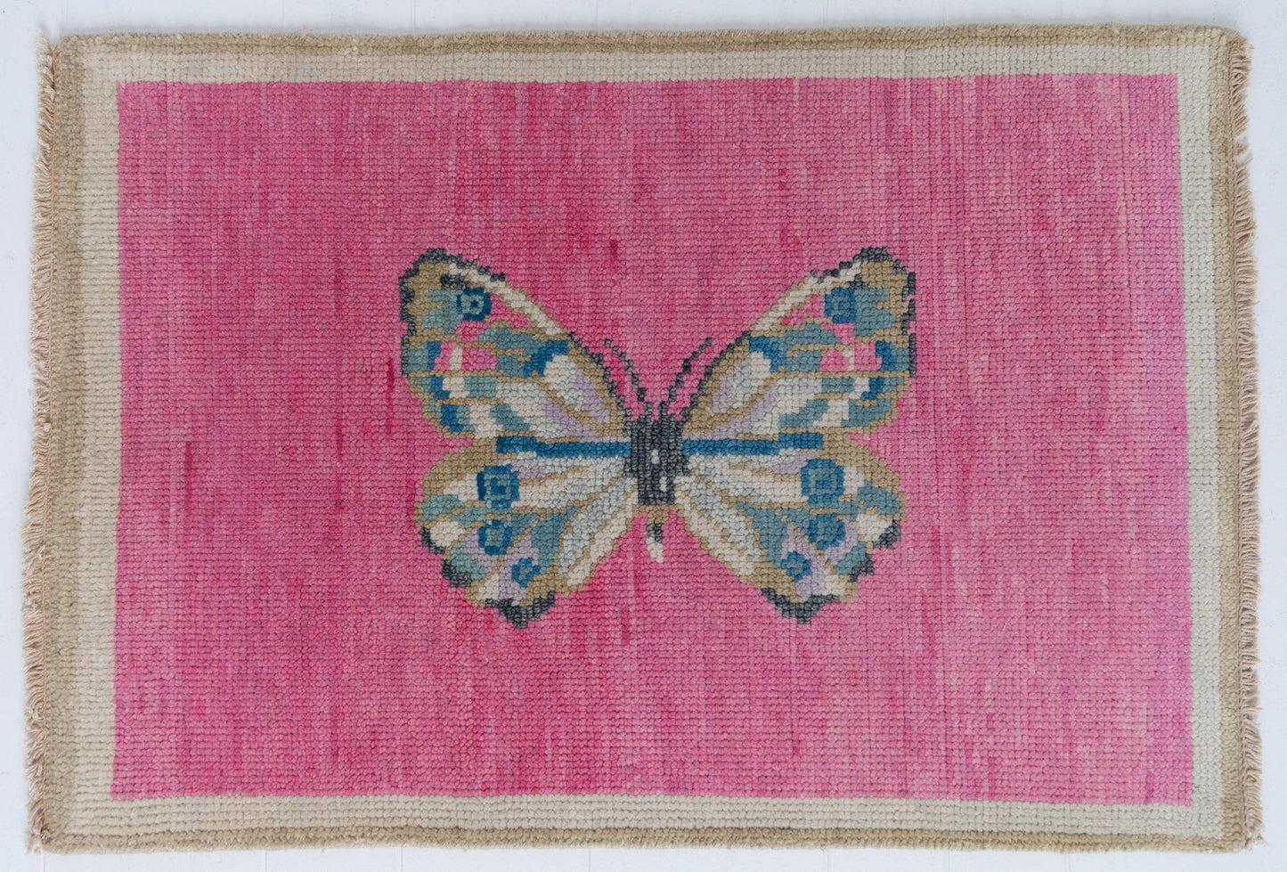 L-025 BUTTERFLY MINI IN HOT PINK Hand Knotted Rug