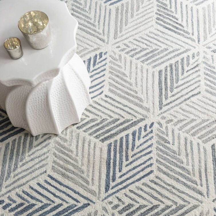 Gray and Beige Color Wool Area Rug
