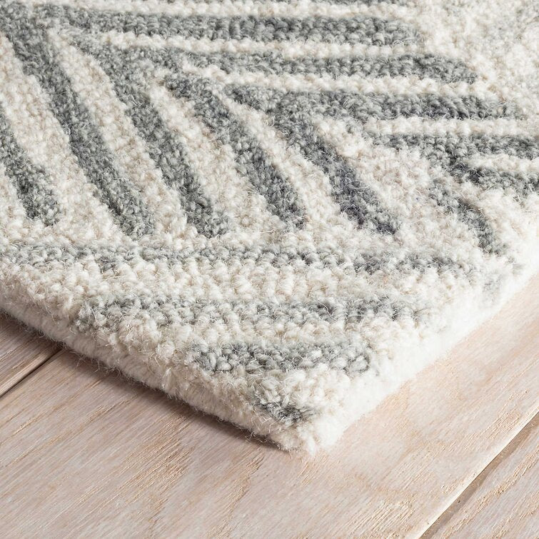 Gray and Beige Color Wool Area Rug