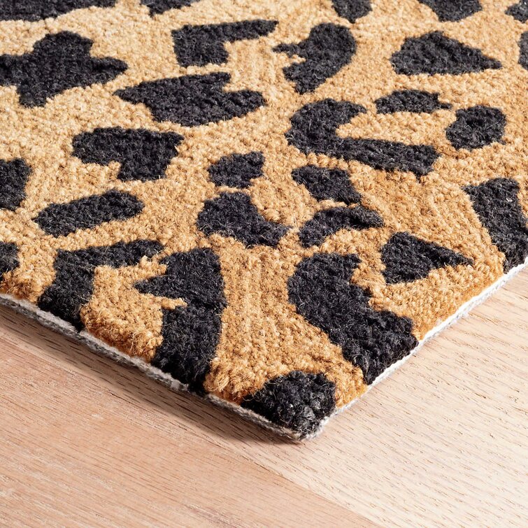 Black and Brown Color animal Print Design Wool Area Rug