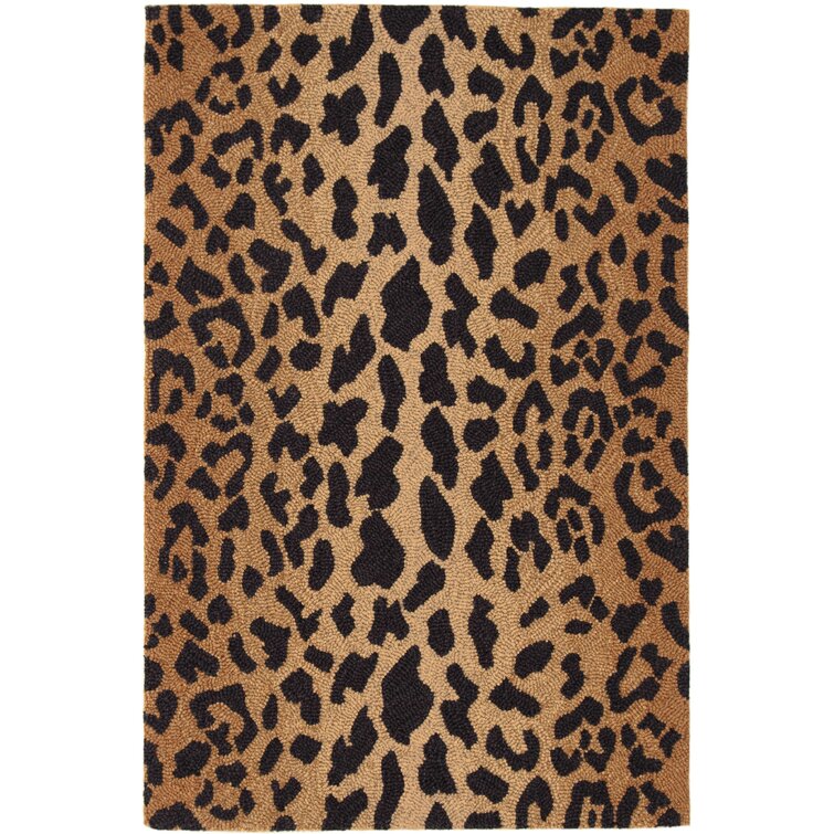 Black and Brown Color animal Print Design Wool Area Rug