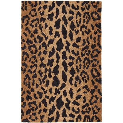 Black and Brown Color animal Print Design Wool Area Rug