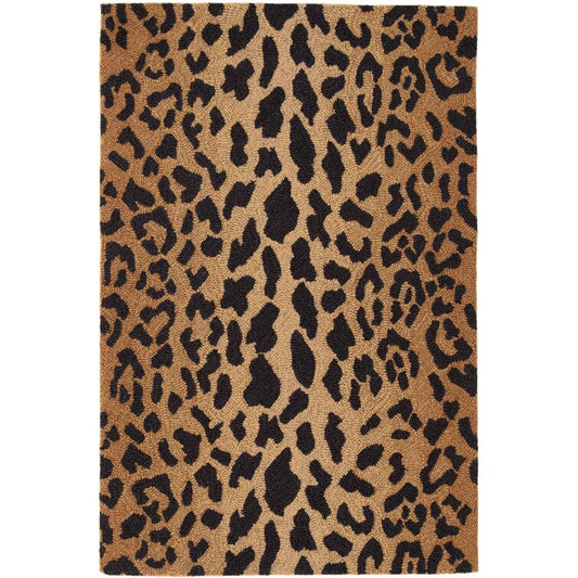 Black and Brown Color animal Print Design Wool Area Rug